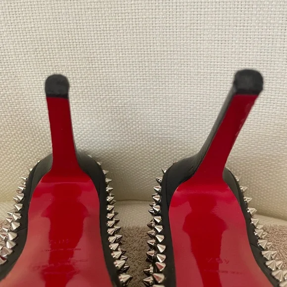 CHRISTIAN LOUBOUTIN BIANCA SHOES BLACK-SILVER SIZE 40.5 - Picture 9 of 11